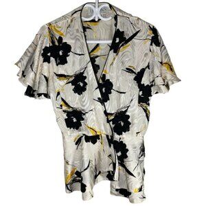 Vintage Liptons Floral Ruffle 100% Silk Blouse